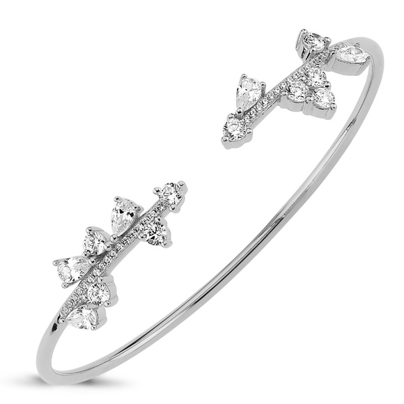 Flower Shape Stone Cuff Bracelet - Picture 1 of 1